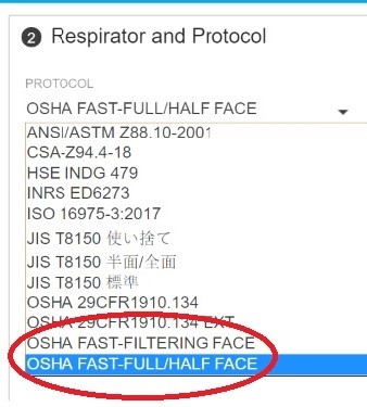 Portacount Select Protocol for the Mask Being Tested