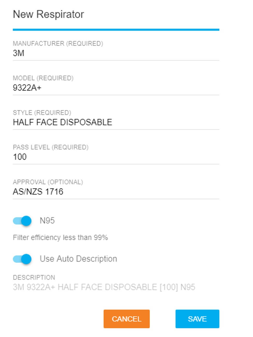 New Respirator 9322A+ Added to Software
